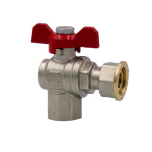 Zawór kulowy nakrętno-nakrętny kątowy z półśrubunkiem 1/2" GOSHE - obrazek 1