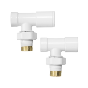 INVENA komplet zaworów grzejnikowych zasilanie+powrót kątowy biały Invena CZ-31-K15 - obrazek 1