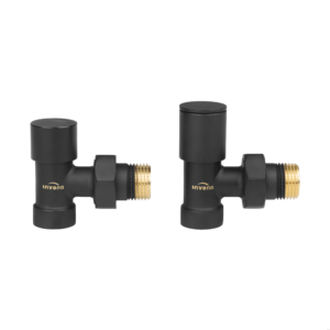 INVENA komplet zaworów grzejnikowych zasilanie+powrót kątowy czarny Invena CZ-33-K15 - obrazek 1