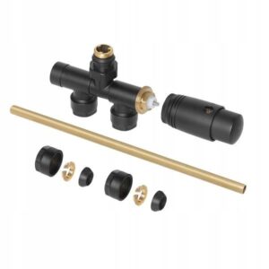 INVENA zestaw zaworów grzejnika łazienkowego jednootworowy czarny mat CZ-87-C15 - obrazek 1