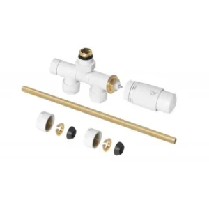 INVENA zestaw zaworów grzejnika łazienkowego jednootworowy biały CZ-87-B15 - obrazek 1